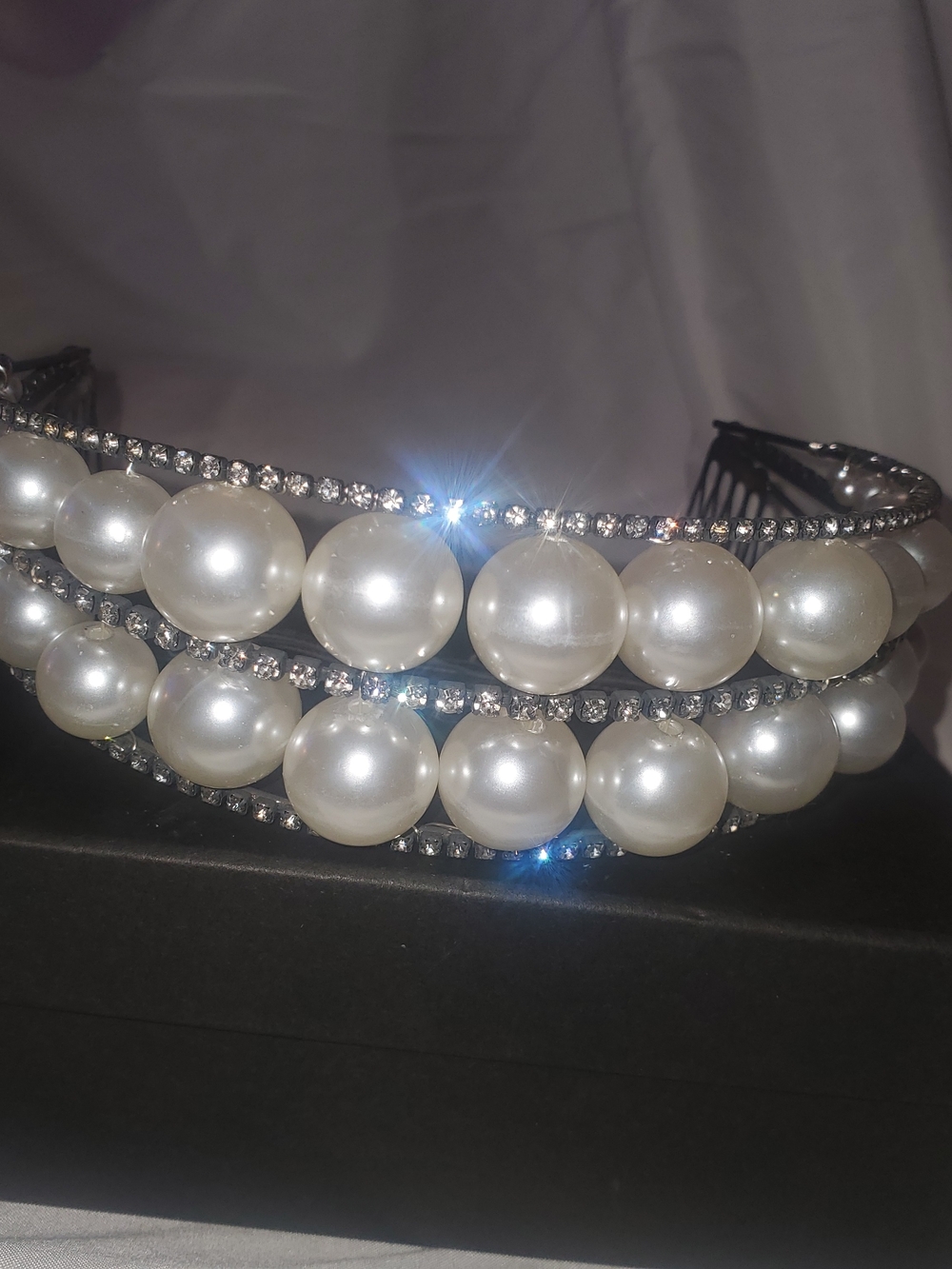 Victorian Trading Co. Pearl & Crystal Triple-Row Headband